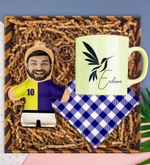 eJOYA Kişiye Özel Kupa & Bardak Altlığı & Fotoğraflı Peluş Anahtarlık Hediye Kutusu 112837