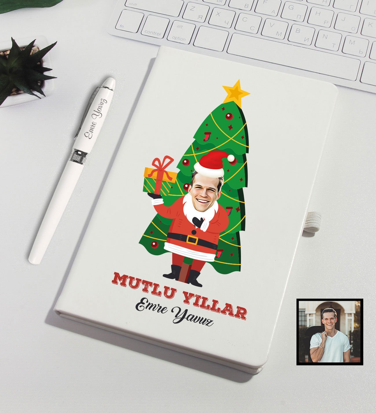 eJOYA Kişiye Özel Karikatür Tasarım Yeni Yıl Dilekleri Defter Kalem Seti 91110