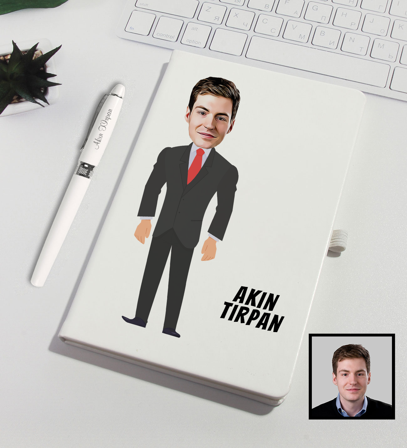 eJOYA Kişiye Özel Büyük Patron Karikatür Tasarım Defter Kalem Seti 91315