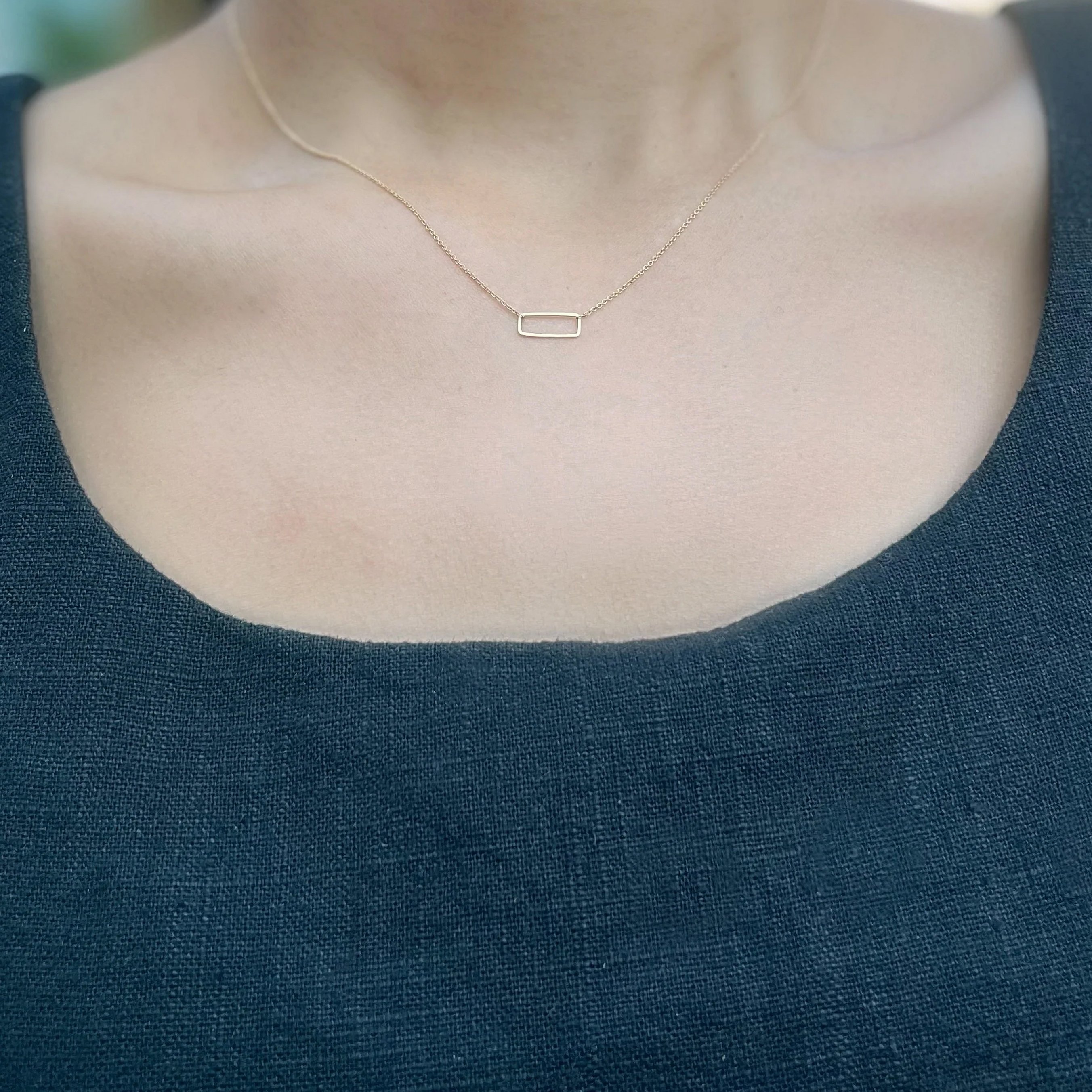 eJOYA 14 Ayar Altın Rectangel Kolye 114106