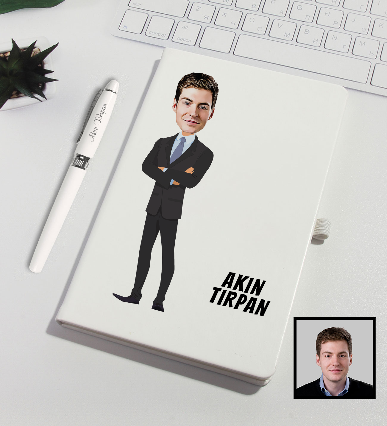 eJOYA Kişiye Özel Büyük Patron Karikatür Tasarım Defter Kalem Seti 91316