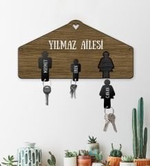 eJOYA Kişiye Özel Aile Temalı Pleksi Anahtarlık & Ahşap Anahtarlık Askısı 113264