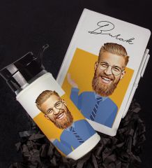 eJOYA Kişiye Özel Karikatür Tasarım Defter Kalem Ve Matara Hediye Seti 96400