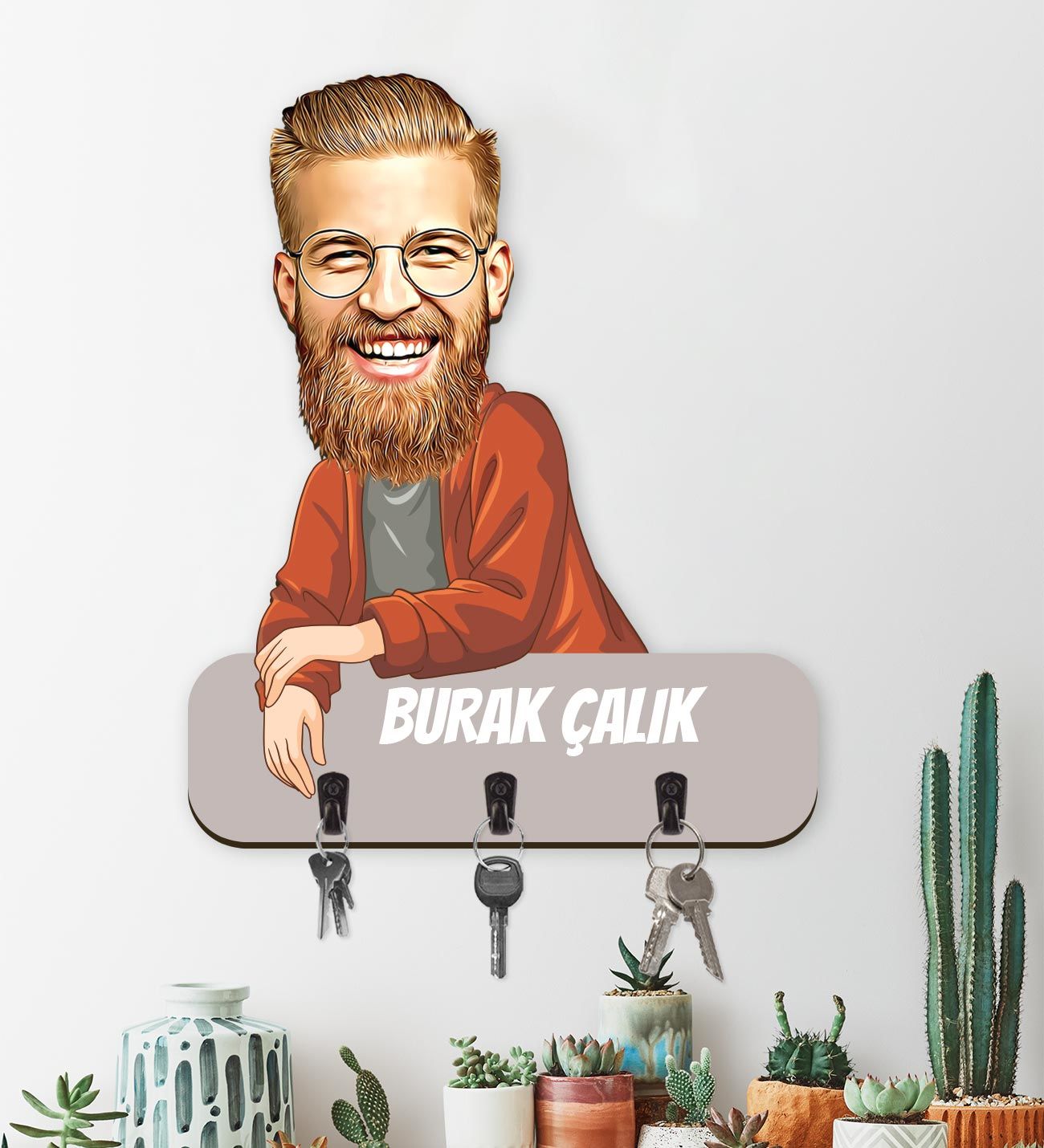 eJOYA Erkeklere Özel Karikatür Fotoğraflı Anahtarlık Askısı 113234
