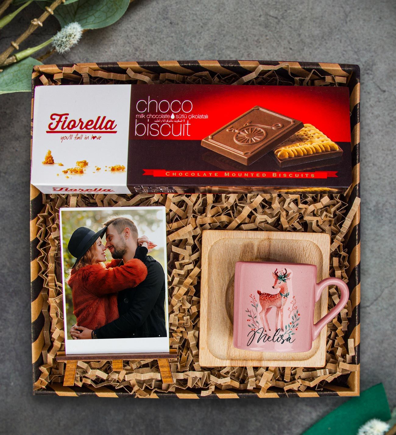 eJOYA Kişiye Özel Türk Kahvesi Fincanı & Fotoğraflık & Choco Biscuit Hediye Kutusu 111775