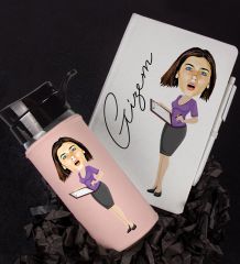 eJOYA Kişiye Özel Karikatür Tasarım Defter Kalem Ve Matara Hediye Seti 96405