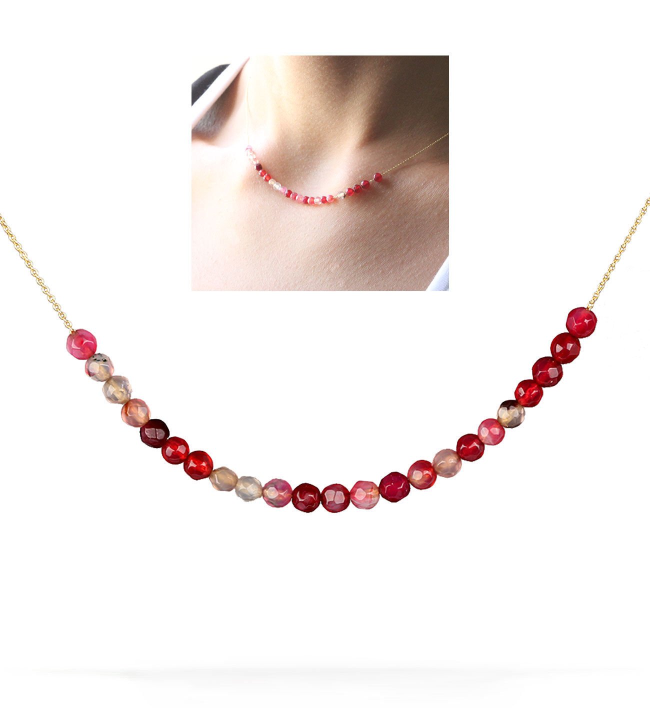 eJOYA Doğal Quartz Taşlı Altın Kolye 77491