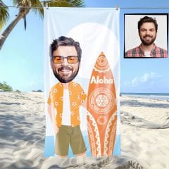 eJOYA Kişiye Özel Karikatür Fotoğraflı Sörfçü Plaj Ve Spor Havlusu 115034