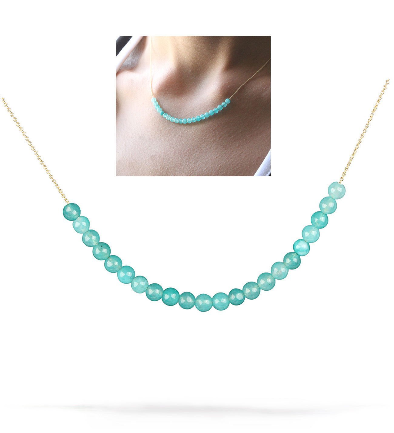 eJOYA Doğal Yeşim Taşlı Altın Kolye 77492