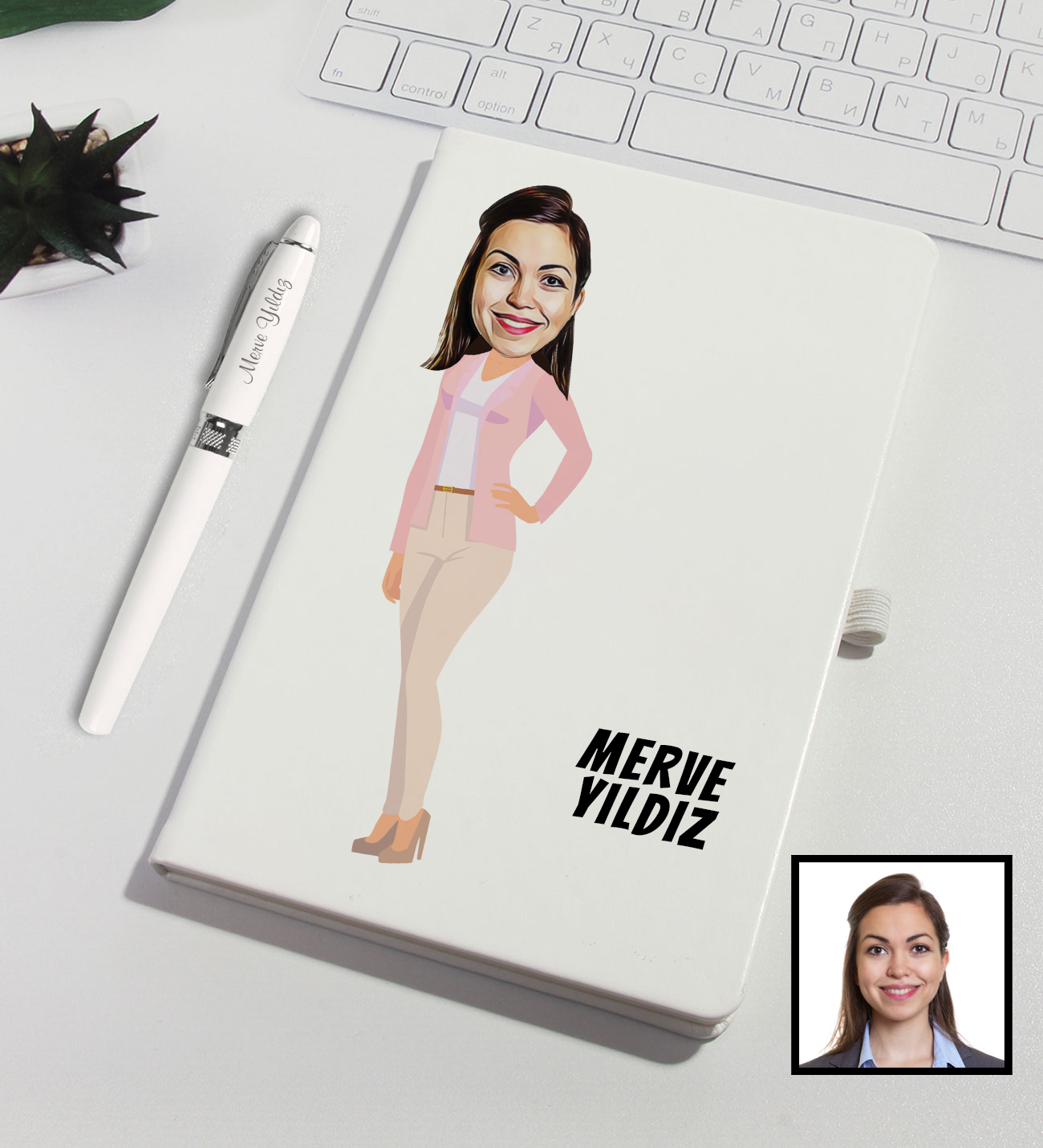 eJOYA Kişiye Özel Karikatür Tasarım Pembelim Defter Kalem Seti 91327