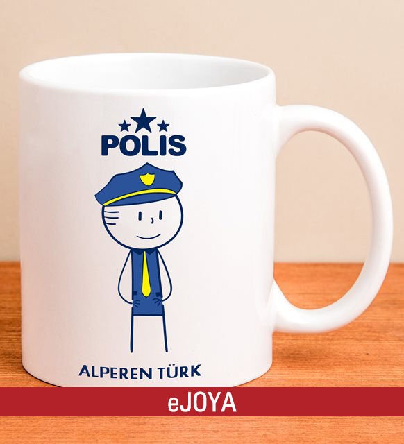 eJOYA Kişiye Özel Karikatür Polis Kupa Bardak 79986