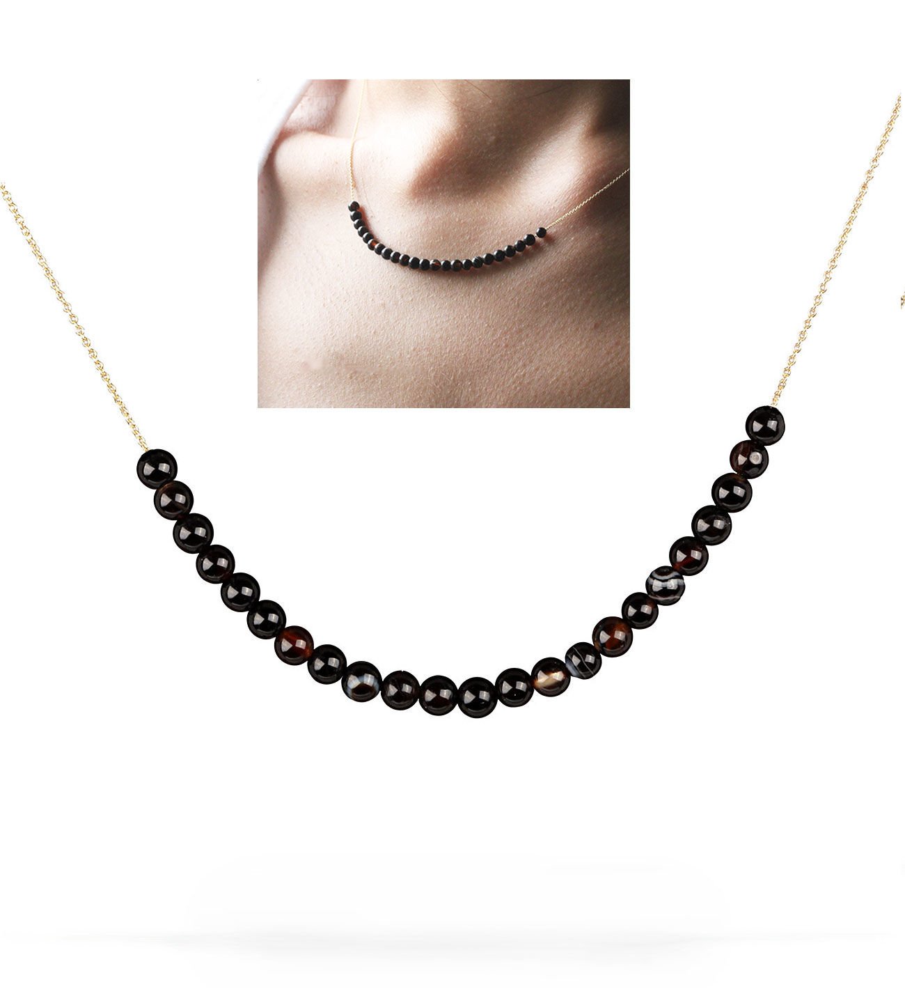 eJOYA Doğal Akik Taşlı Altın Kolye 77499