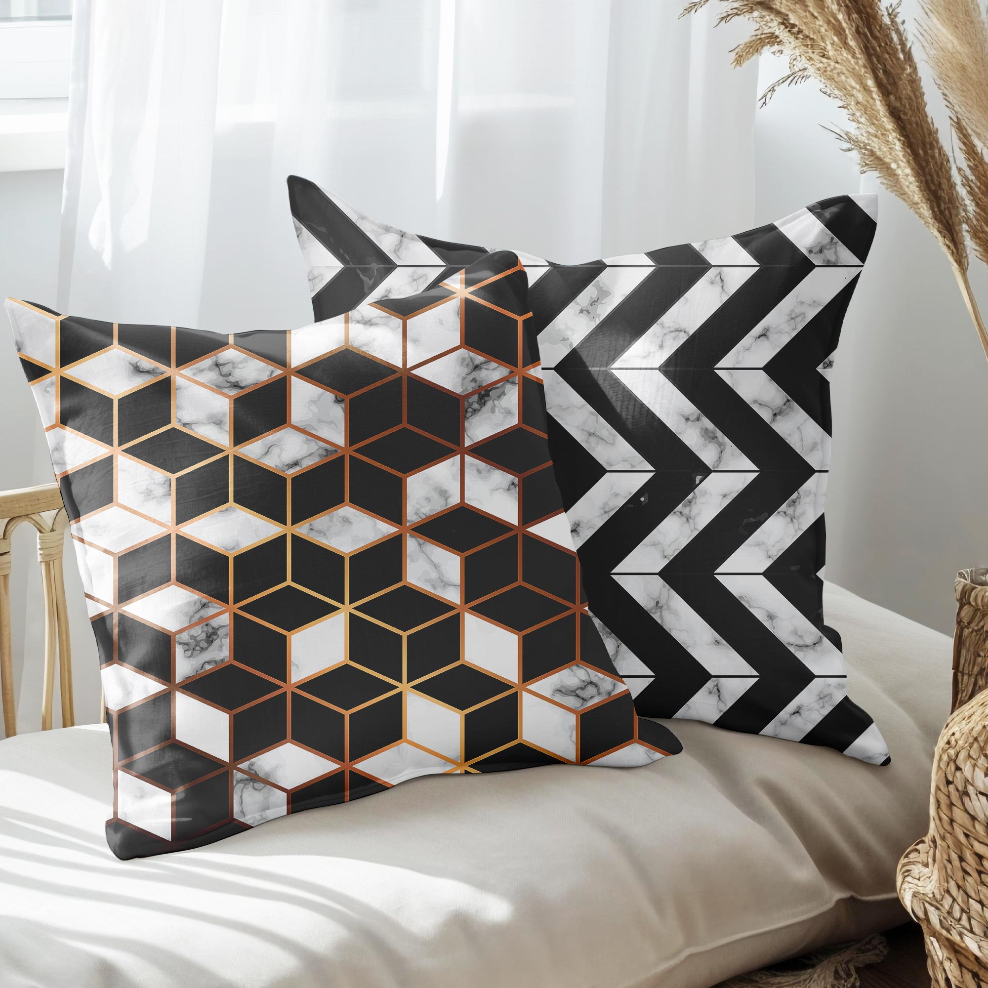 eJOYA Modern Tasarımlı 2'li Yastık İçi Ve Kırlent Kılıfı 45cm 113416