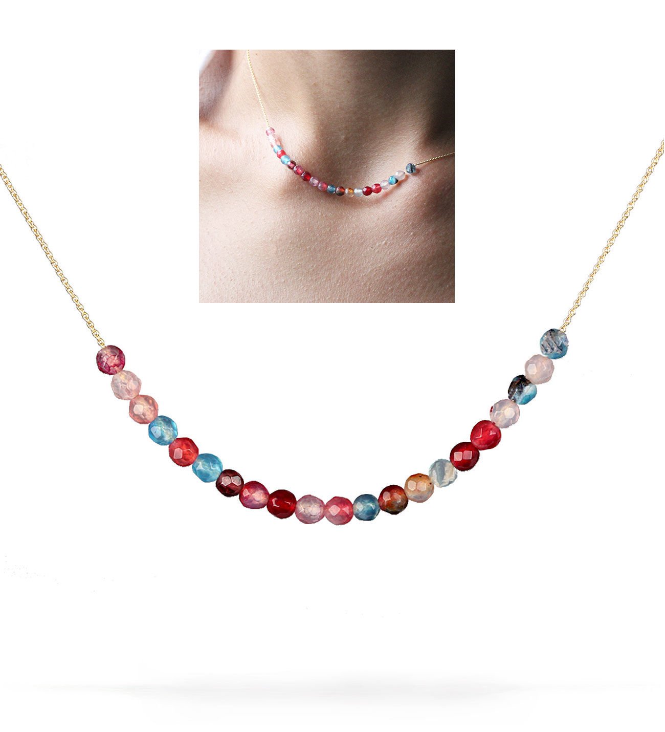 eJOYA Doğal Quartz Taşlı Altın Kolye 77503