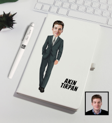 eJOYA Kişiye Özel Karikatür Tasarım Patron Defter Kalem Seti 91335