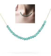 eJOYA Doğal Turquaz Taşlı Altın Kolye 77504