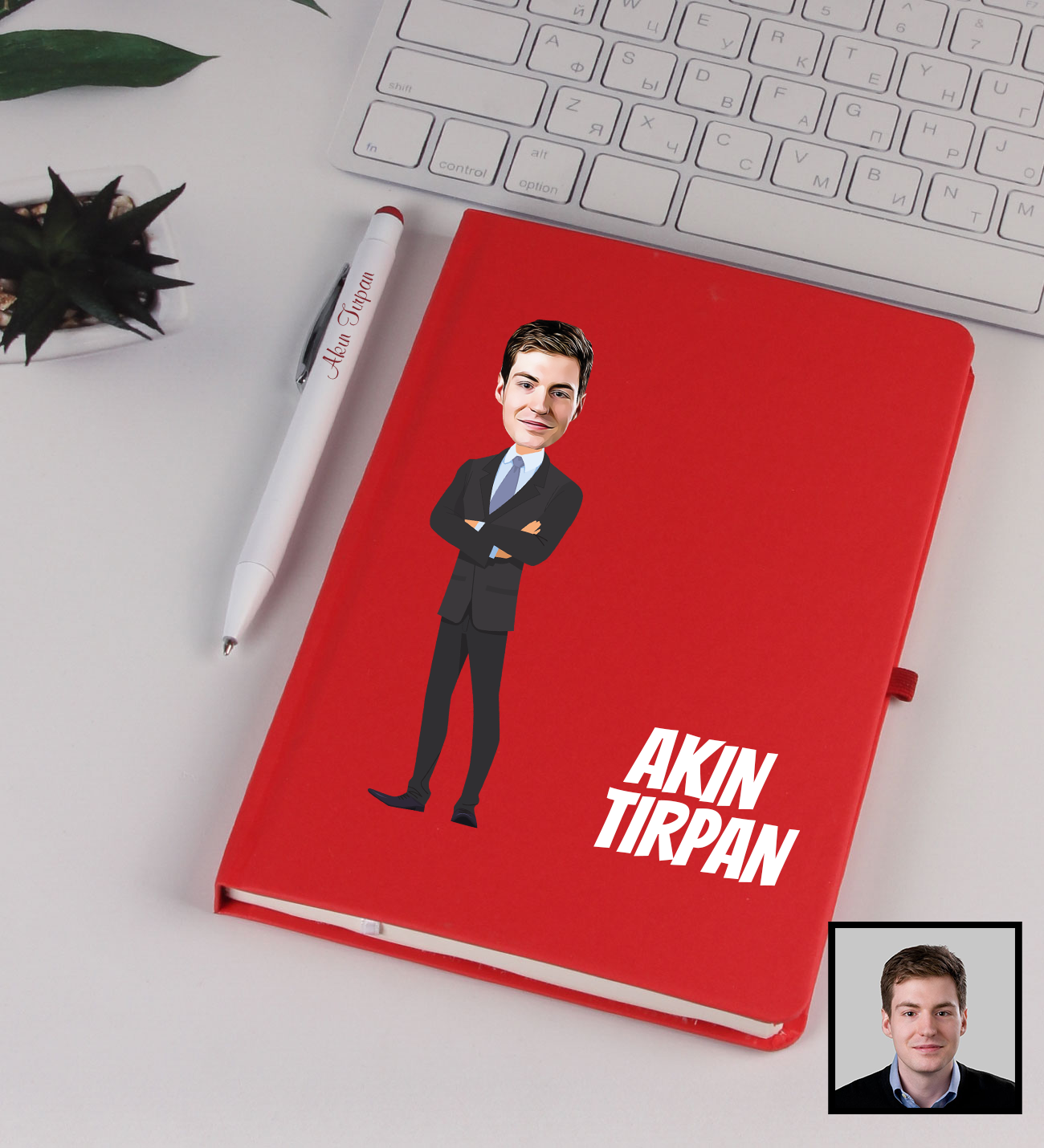 eJOYA Kişiye Özel Karikatür Tasarım Büyük Patron Defter Kalem Seti 91339
