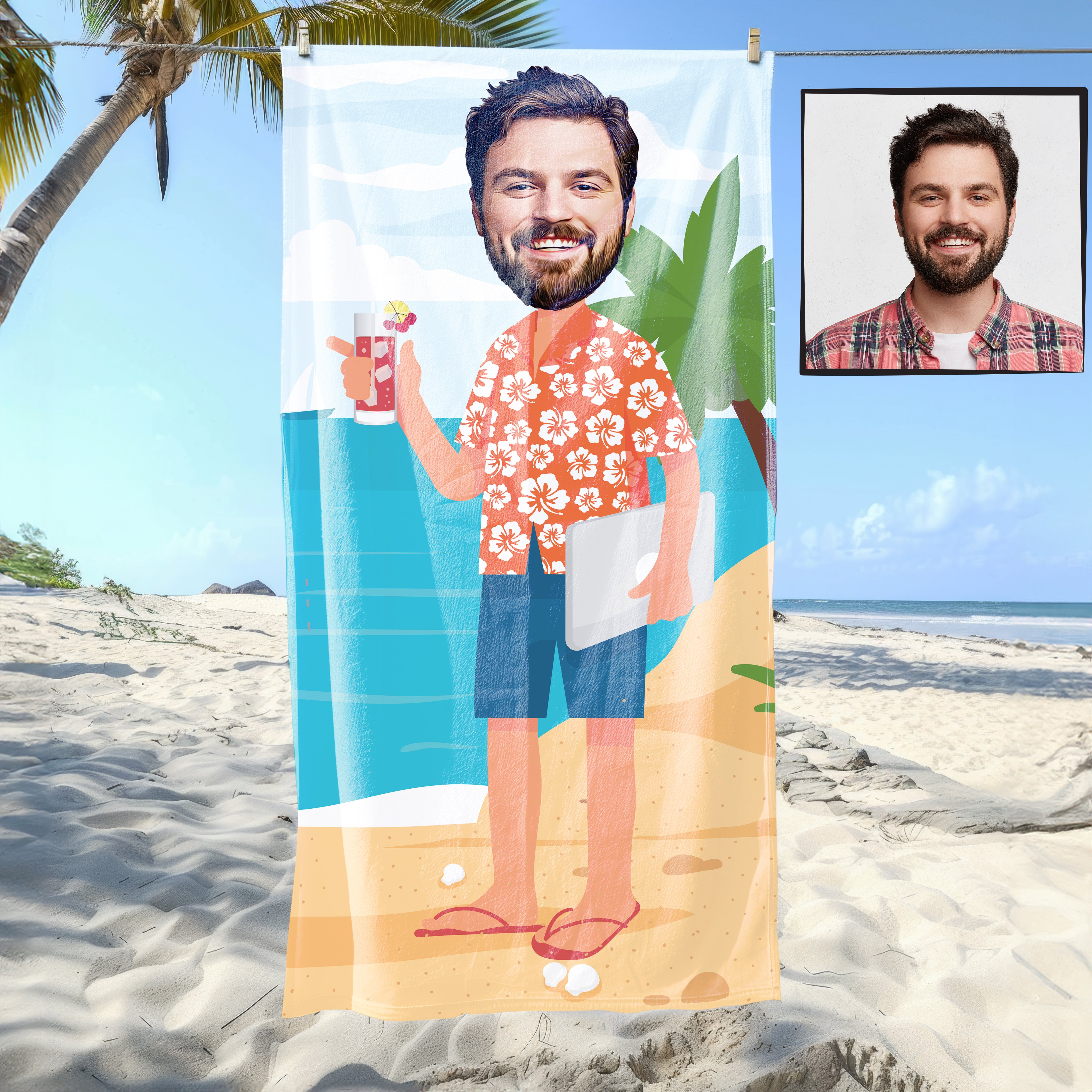 eJOYA Kişiye Özel Karikatür Fotoğraflı Relax Plaj Ve Spor Havlusu 115048