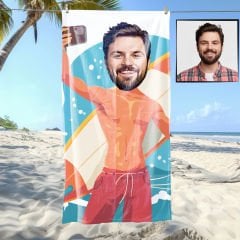 eJOYA Kişiye Özel Karikatür Fotoğraflı Sörfçü Plaj Ve Spor Havlusu 115050