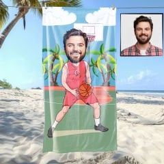 eJOYA Kişiye Özel Karikatür Fotoğraflı Basketbolcu Plaj Ve Spor Havlusu 115053