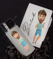 eJOYA Kişiye Özel Karikatür Tasarım Defter Kalem Ve Matara Hediye Seti 96426