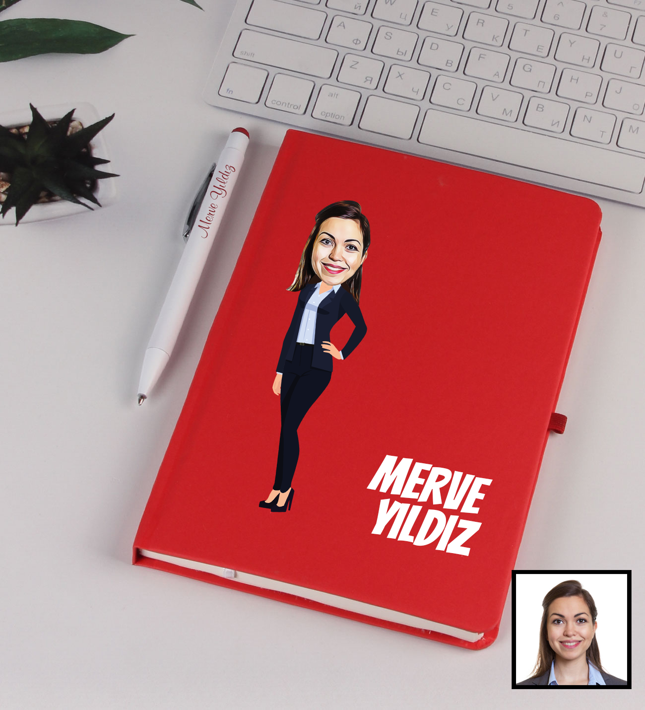 eJOYA Kişiye Özel Karikatür Tasarım Bankacı Defter Kalem Seti 91346