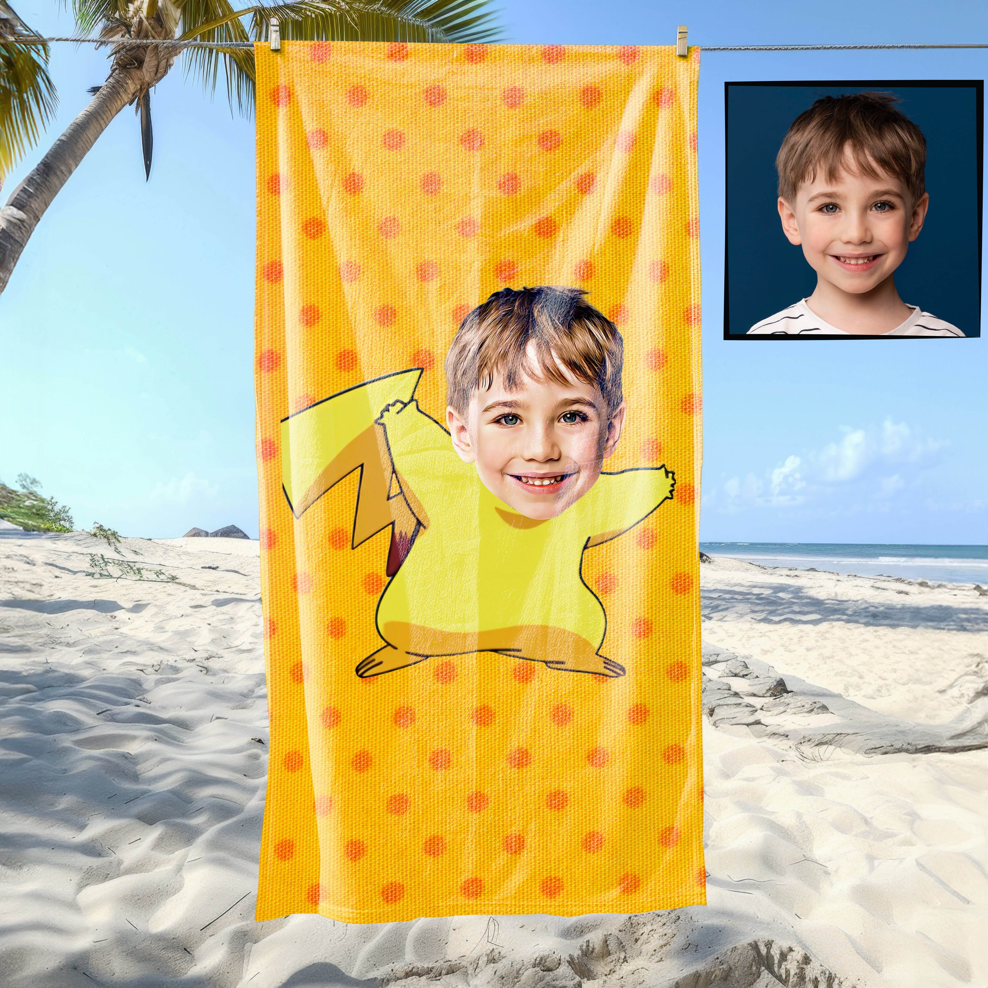 eJOYA Kişiye Özel Karikatür Fotoğraflı Çizgi Karakter Plaj ve Banyo Havlusu 115658