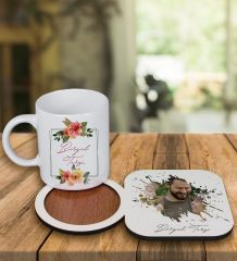 eJOYA Kişiye Özel Tasarım Kupa Bardak Ve Fotoğraflı Ahşap Bardak Altlığı 99427
