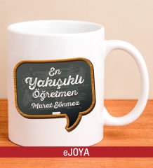 eJOYA Kişiye Özel En Yakışıklı Öğretmen Kupa Bardak 80008