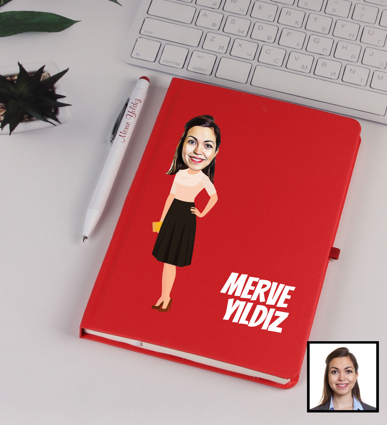 eJOYA Kişiye Özel Karikatür Tasarım Defter Kalem Seti 91352