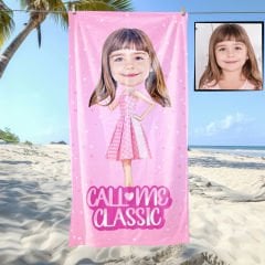 eJOYA Kişiye Özel Karikatür Fotoğraflı Barbie Plaj ve Banyo Havlusu 115666