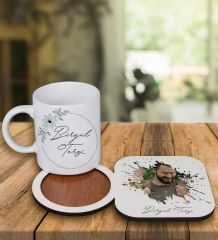 eJOYA Kişiye Özel Tasarım Kupa Bardak Ve Fotoğraflı Ahşap Bardak Altlığı 99436