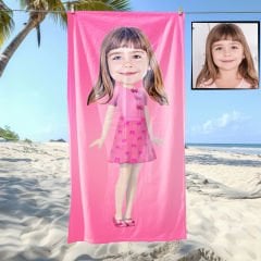eJOYA Kişiye Özel Karikatür Fotoğraflı Barbie Plaj ve Banyo Havlusu 115668