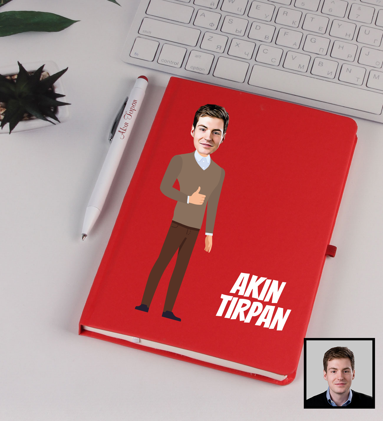 eJOYA Kişiye Özel Karikatür Tasarım Centilmen Defter Kalem Seti 91357