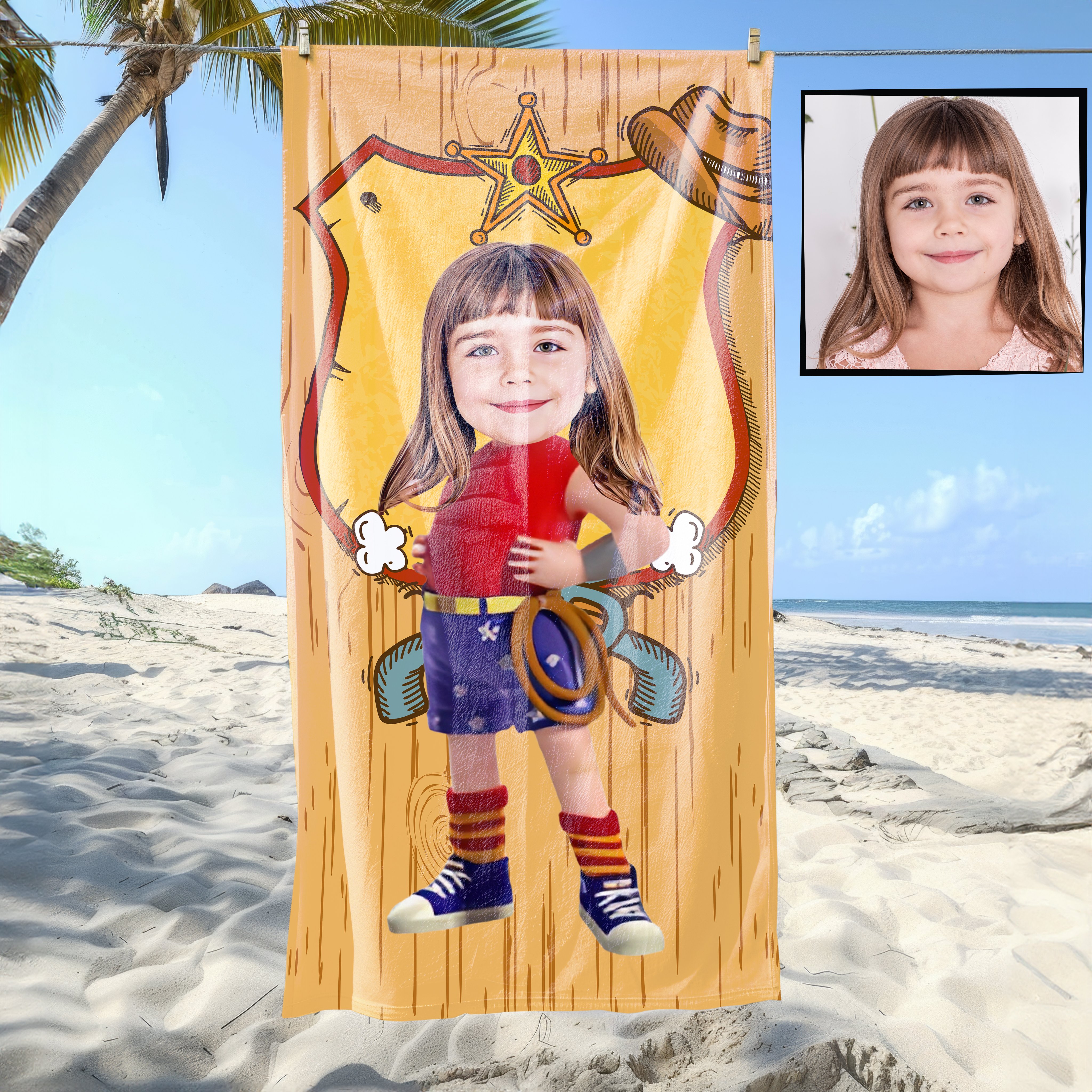 eJOYA Kişiye Özel Karikatür Fotoğraflı Barbie Plaj ve Banyo Havlusu 115669