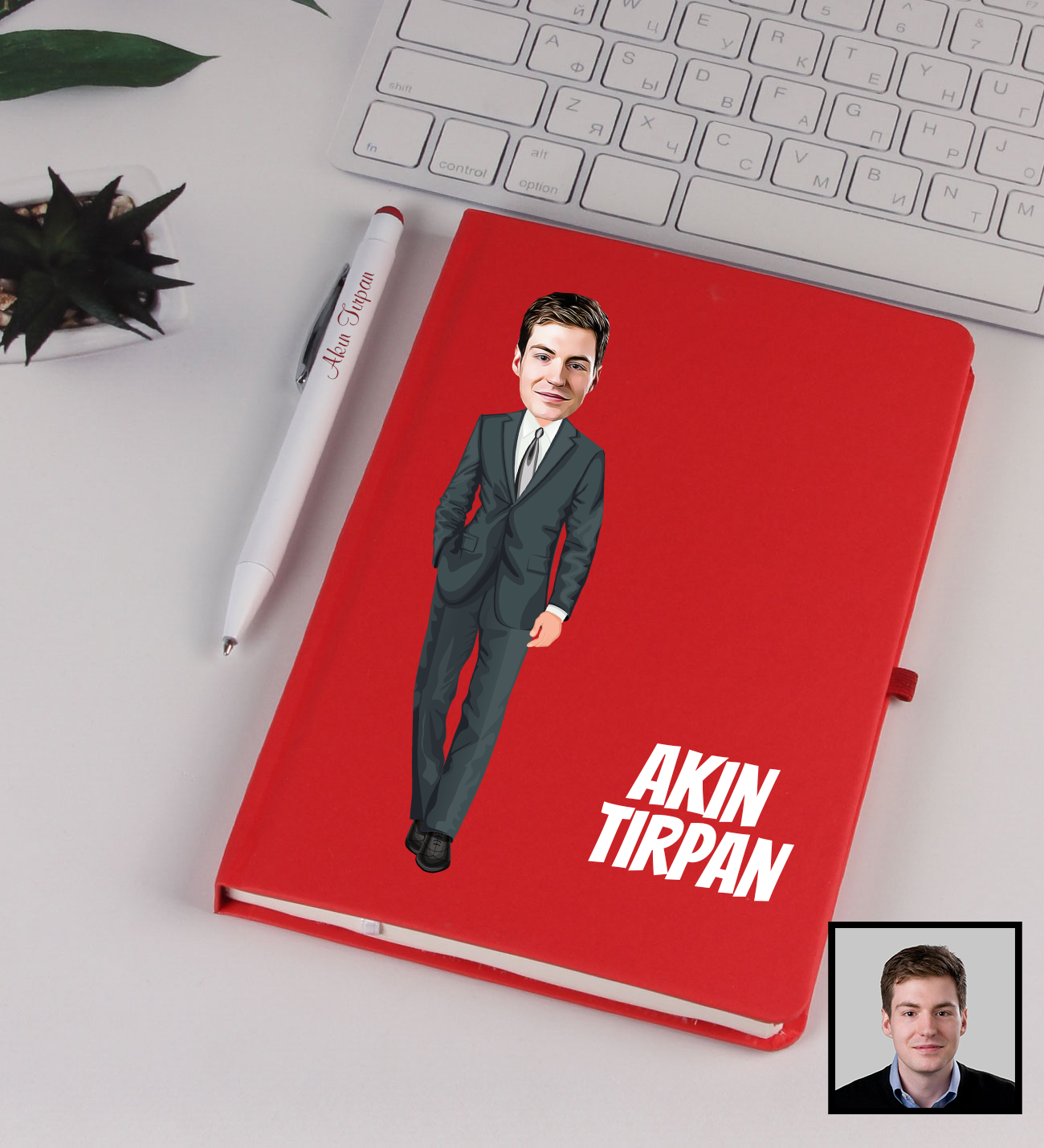 eJOYA Kişiye Özel Karikatür Tasarım Centilmen Defter Kalem Seti 91358