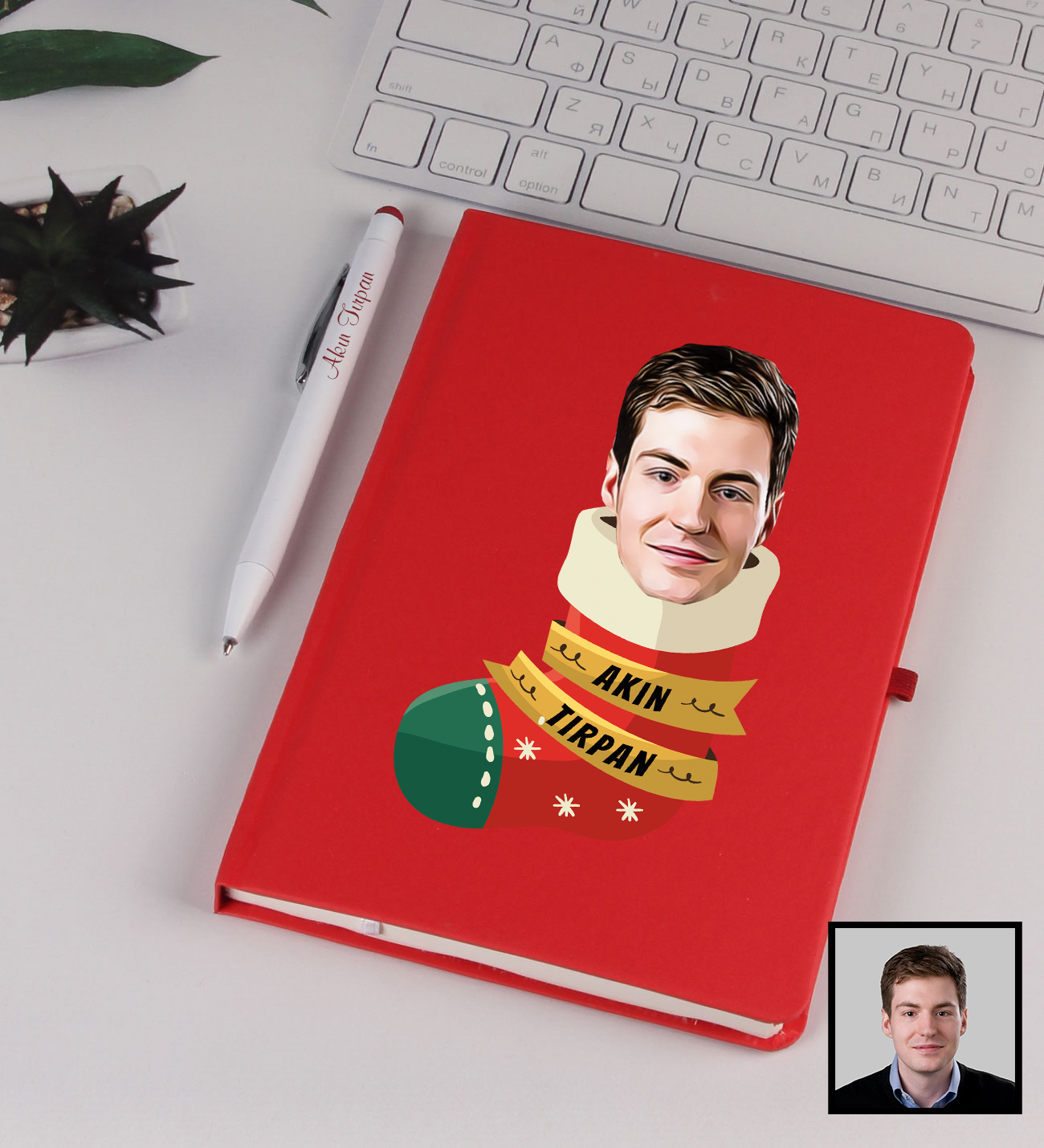eJOYA Kişiye Özel Karikatür Tasarım Yeni Yıl Defter Temalı Kalem Seti 91359