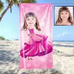 eJOYA Kişiye Özel Karikatür Fotoğraflı Barbie Plaj ve Banyo Havlusu 115671