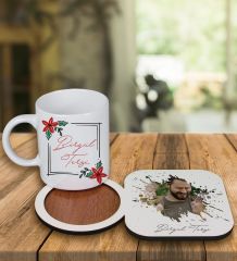 eJOYA Kişiye Özel Tasarım Kupa Bardak Ve Fotoğraflı Ahşap Bardak Altlığı 99441
