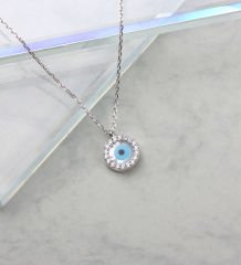 eJOYA Taşlı Sedefli Nazar Gümüş Kolye 84710