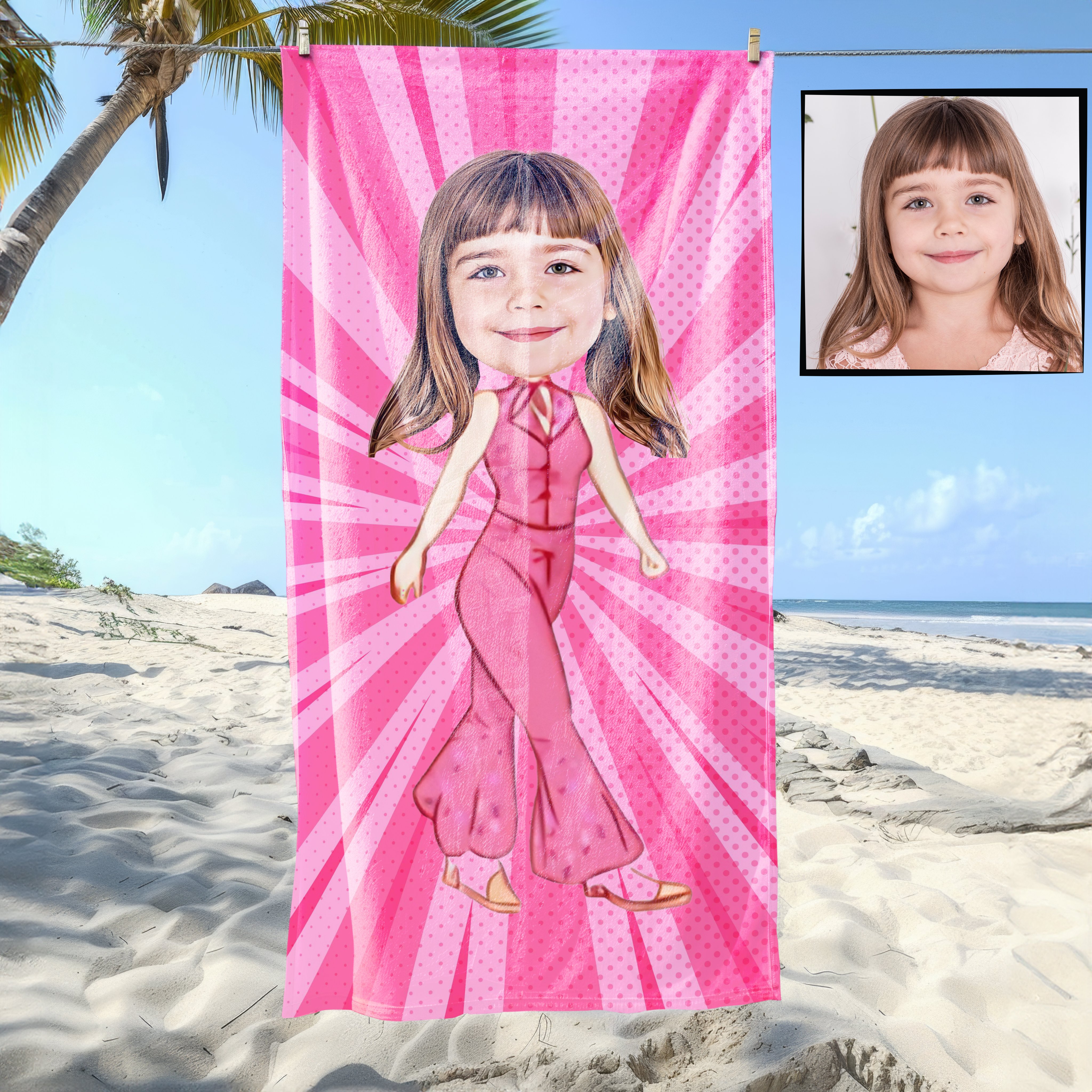 eJOYA Kişiye Özel Karikatür Fotoğraflı Çizgi Karakter Plaj ve Banyo Havlusu 115673