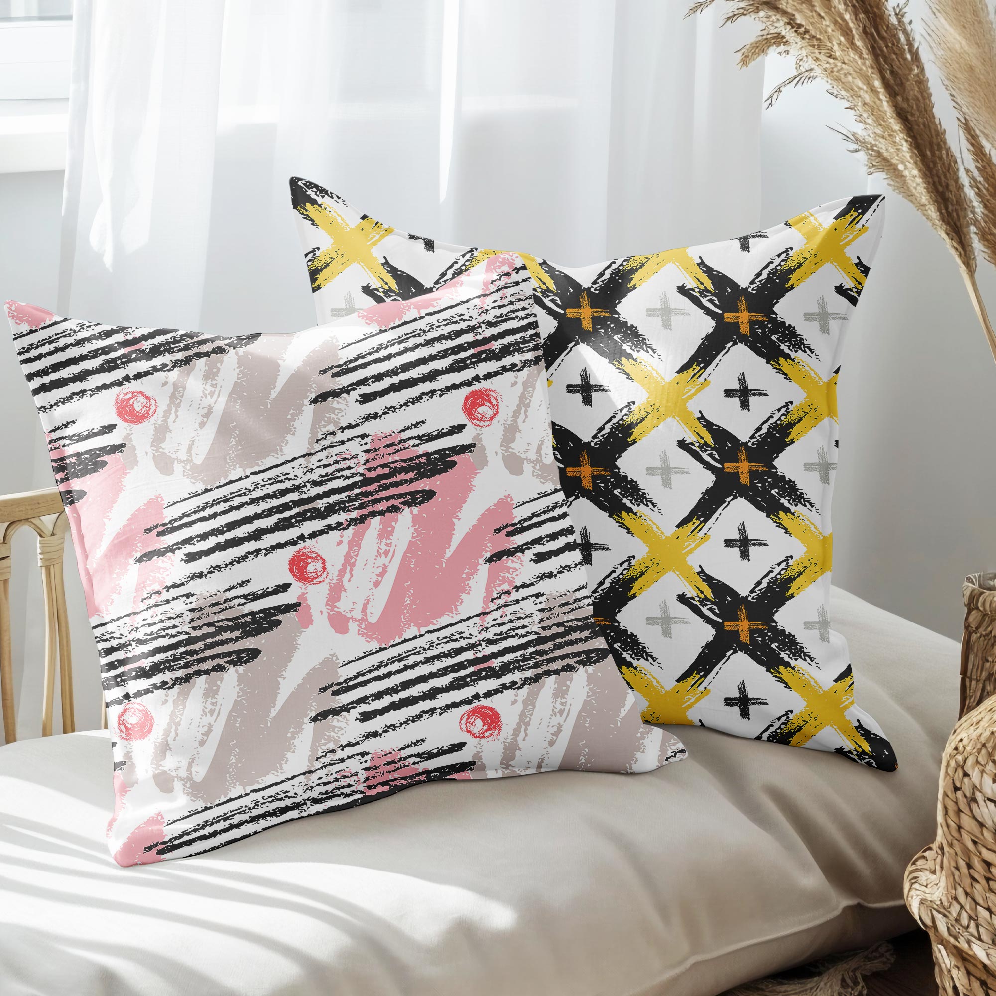 eJOYA Modern Tasarımlı 2'li Yastık İçi Ve Kırlent Kılıfı 45cm 113447