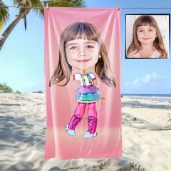 eJOYA Kişiye Özel Karikatür Fotoğraflı Barbie Plaj ve Banyo Havlusu 115675