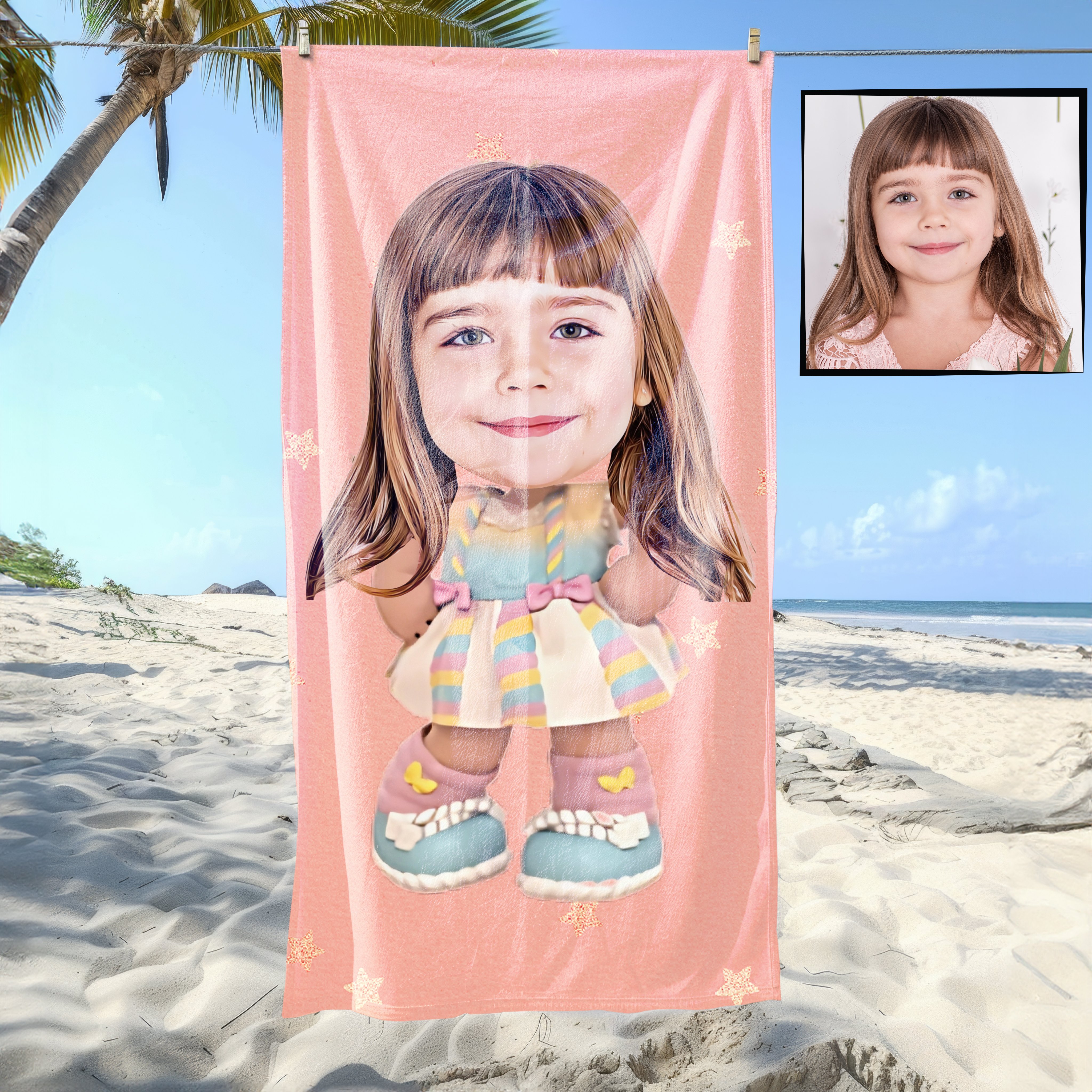 eJOYA Kişiye Özel Karikatür Fotoğraflı Çizgi Karakter Plaj ve Banyo Havlusu 115676