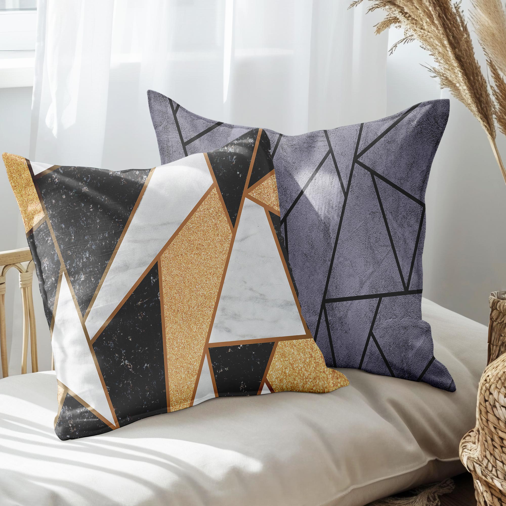 eJOYA Modern Tasarımlı 2'li Yastık İçi Ve Kırlent Kılıfı 45cm 113449