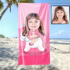 eJOYA Kişiye Özel Karikatür Fotoğraflı Barbie Plaj ve Banyo Havlusu 115677
