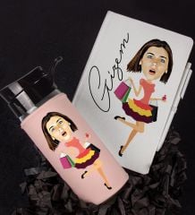 eJOYA Kişiye Özel Karikatür Tasarım Defter Kalem Ve Matara Hediye Seti 96446
