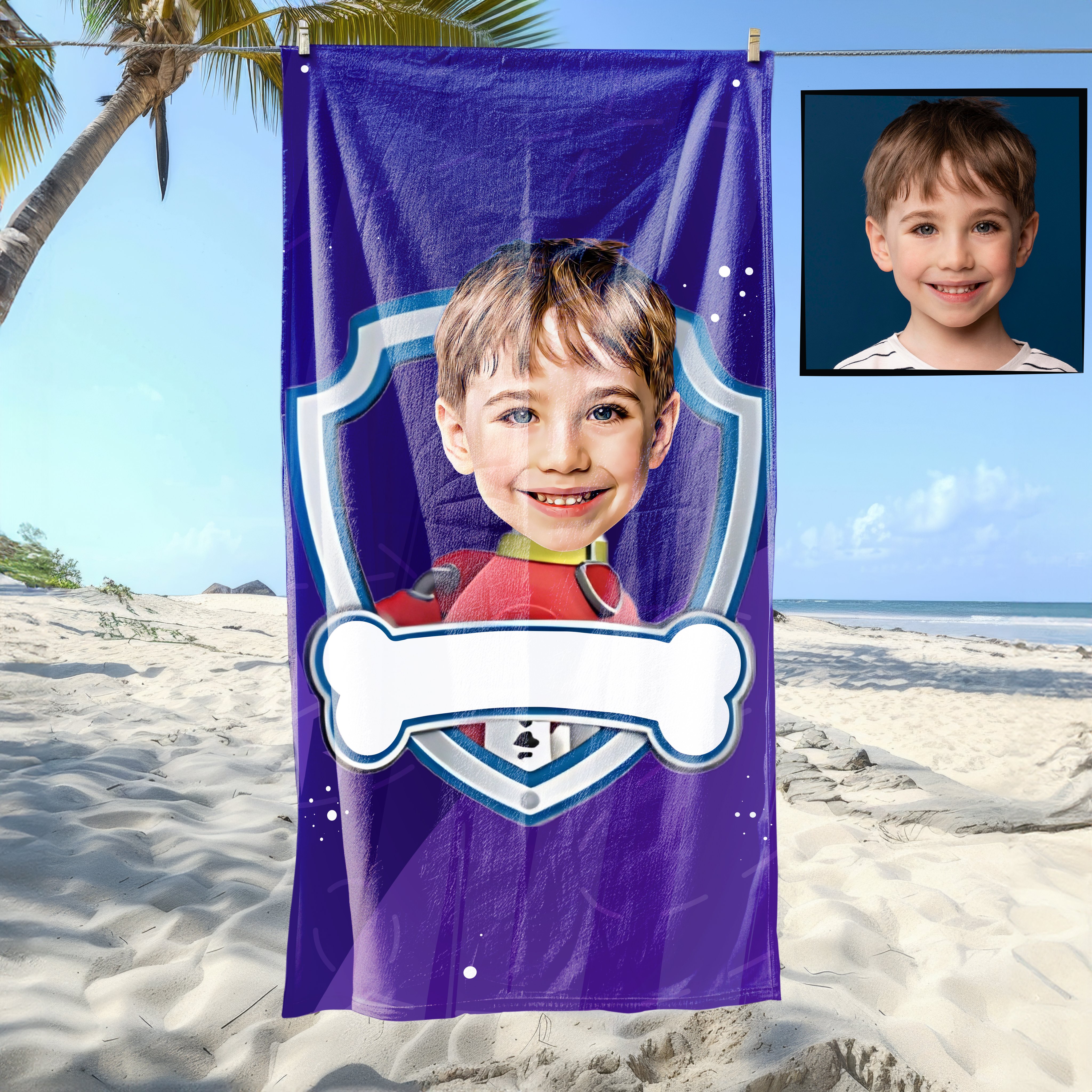 eJOYA Kişiye Özel Karikatür Fotoğraflı Çizgi Karakter Plaj ve Banyo Havlusu 115678