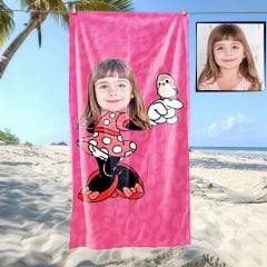 eJOYA Kişiye Özel Karikatür Fotoğraflı Minnie Mouse Plaj ve Banyo Havlusu 115680