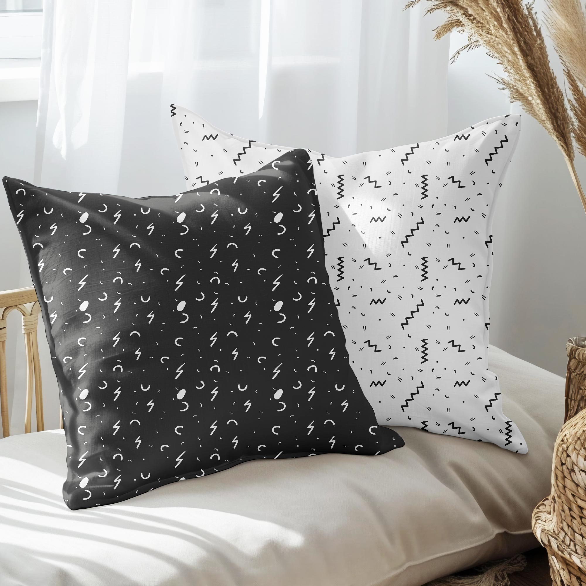 eJOYA Çizgisel Tasarımlı 2'li Yastık İçi Ve Kırlent Kılıfı 45cm 113454